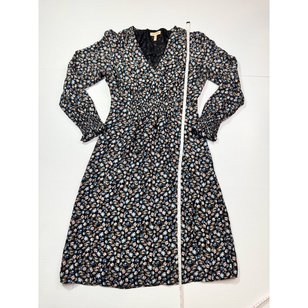 Rebecca Taylor Zelma Floral Silk Midi Dress Women’s 4 Black Cottagecore Prarie - Picture 5 of 16